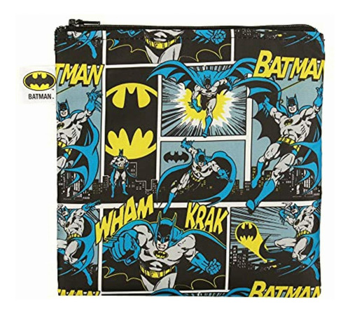 Bumkins Dc Comics Batman Sandwich Bag / Snack Bag, Reusable,