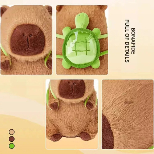 Boneca De Pelúcia Capivara Com Mochila E Chapéu De Tartaruga