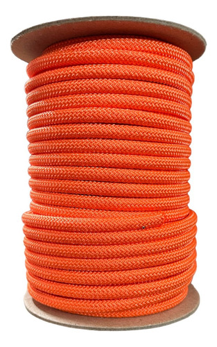 Soga Trenzada Cabo Poliester 6mm X 30 Metros Naranja Fuerte