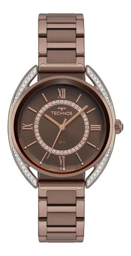 Relógio Feminino Technos Crystal 2035mre/4m 36mm Aço Marrom