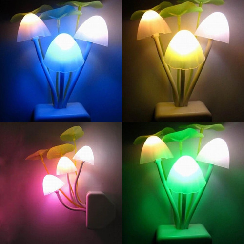Luz Led Flores Y Hongos Lámpara Con Sensor Nocturno 3 Luces