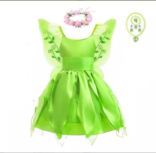 Vestido De Elfo Infantil Tinker Bell Princess Cos Para Niña