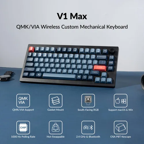 Teclado Mecanico Keychron V1 Max 75% Custom Brown Switches