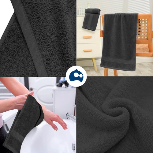 Toalla 30*30 Cm 100% Algodón Absorbente 1 Pz Color Negro
