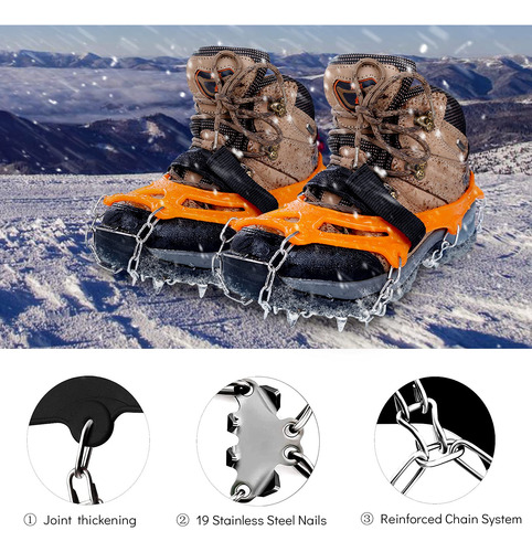 Sfee Ice Snow Grips Crampones Tacos De Tracción, 19 Picos De