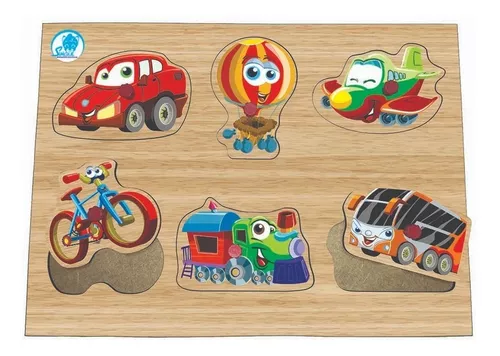 Kit 10 Jogos Quebra Cabeça Infantil Meios De Transporte Mdf