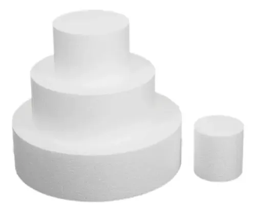 A3995975 - Juego de Formas de Tartas de poliestireno de 3 Pisos, Altura 5 cm, 10 cm, 15 cm, 20 cm, 25 cm, 30 cm, poliestireno expandido, 30 x 15 cm, Blanco