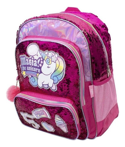 Mochila Unicornio Onix Primaria Backapack Mm237 Color Rosa Chicle