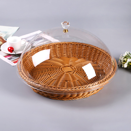 Cesta De Comida Redonda De Vime Com Tampa Cesta De Pão C