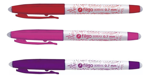 3 Lapicera Bolígrafo Roller Gel Filgo Borrax Borrable