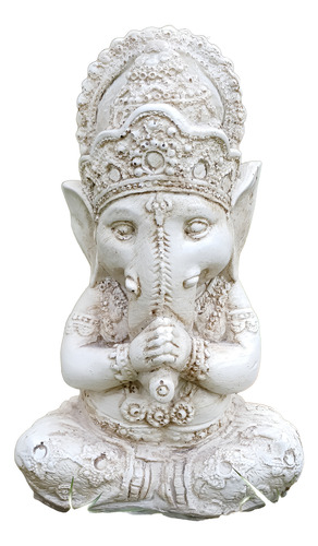Ganesha Bebé De 20 Cm De Resina Crema