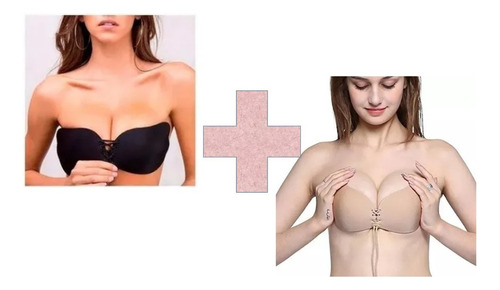 2 Brasier Nubra Strapless Push Ups Invisible Negro Y Beige