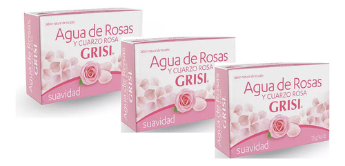 Jabón De Tocador Grisi Agua De Rosas De 125g C/u Incluye 3pz
