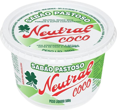 Sabão Para Lava Louças Pastoso Neutral Coco 500g - Kit 6 Un