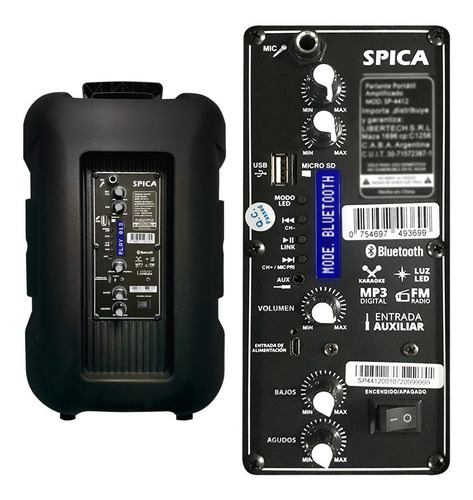 Imagen 7 de 7 de Parlante Spica Sp-4412 Bluetooth Portatil 12 Pulgada Luces Led Rgb