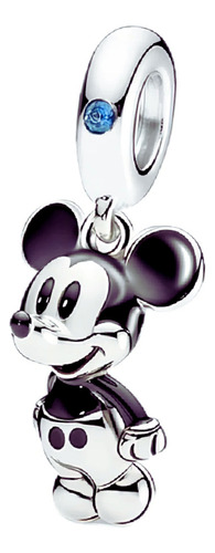 Charm 100% Auténtica Plata 925 Mickey Mouse Circones Azules