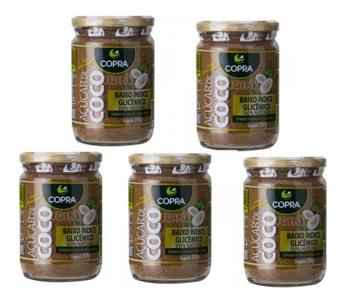 Kit 5 - Açúcar De Coco Copra 350g - 100% Puro Natural