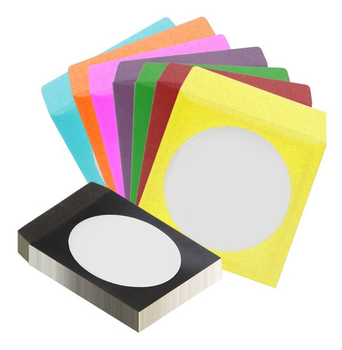 1000 Envelope Cd Papel Colorido C/ Visor Transparente