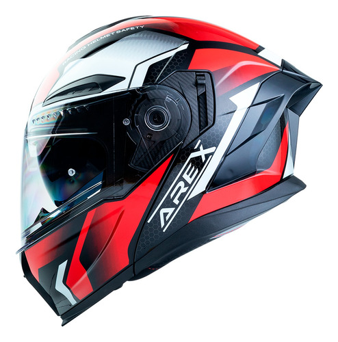 Casco Abatible Negro Rojo / Mica Transparente  Codigo Qr