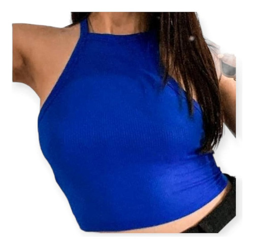 Remera Corta O Top Con Agarre En Cuello Estilo Gargantilla