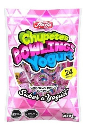 Coyacs Chupetes Bowlings X 24 Unidades Sabor A Yogurt