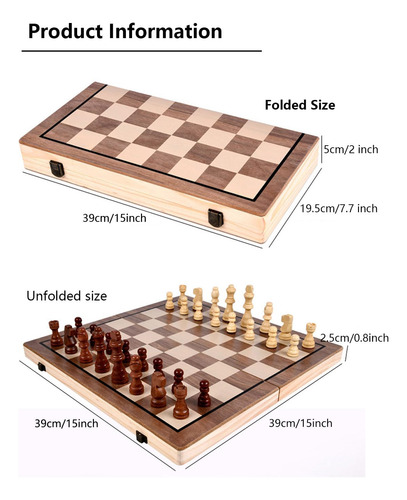 Juego De Ajedrez Magnético De Madera 38 Cm Con Almacenaje