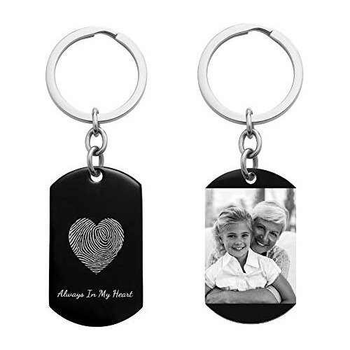 Personalized Fingerprint Photo Engraving Custom Dog Tag Key 