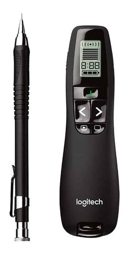 Imagen 2 de 4 de Puntero Logitech Profesional R800 Negro Pantalla Lcd + Bolso