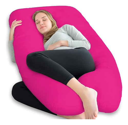 Almohada/cojín De Embarazo, Lactancia O Descanso En G Color Fucsia Geométrica