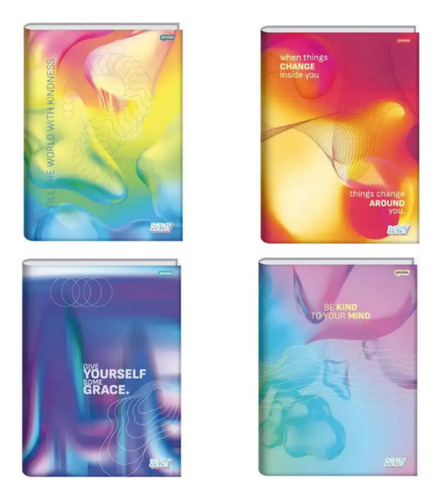 Caderno Brochura 1/4 Capa Dura 80 Fls Energy Color Kit 5 Un