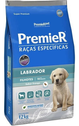 Alimento Premier Super Premium Raças Específicas Labrador para cão filhote de raça grande sabor frango em sacola de 12kg