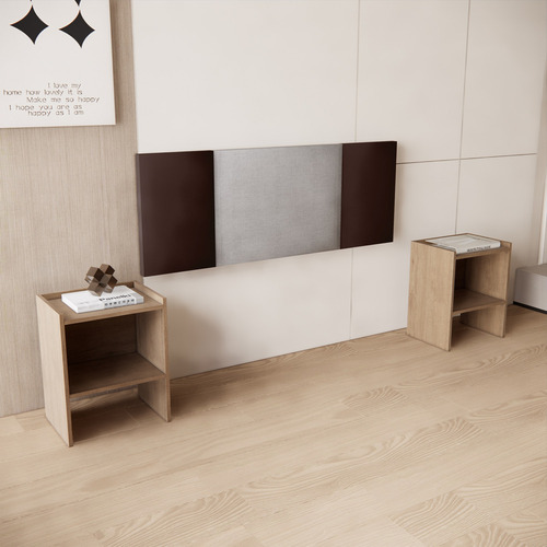 Cabecera Uchi Empotrable King Size - Cabecera + 2 Buros Color Gris oscuro