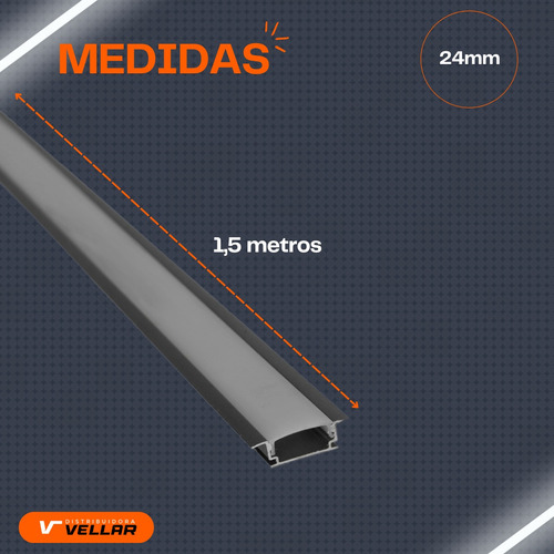 Perfil De Led Embutir 1,50m Slim De Aluminio Para Ripado