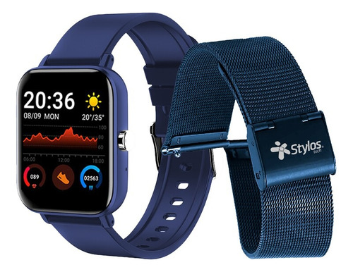 Smartwatch Stylos Sw2 1.69 Bluetooth 4.0 Azul Con Correa Blanco Metalica Azul Azul
