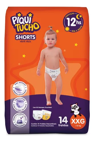 Fralda Infantil Shorts Piquitucho Jumbinho Xxg - 12 Unidades Gêne...