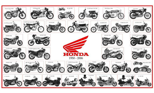 Lienzo Tela Canva Motocicleta Honda Historia 1950-2006 50x90