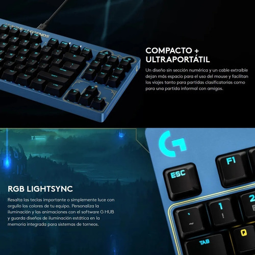 Logitech Pro Ed. League Of Legends, Teclado Gamer Mecánico Color Del Teclado League Of Legends Idioma Inglés Us