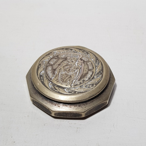 Imagen 2 de 5 de Antiguo Pastillero Virgen San Nicolás Metal Blanco Mag 59366