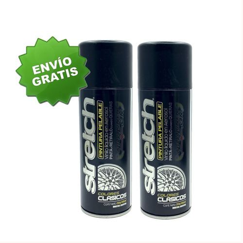 Stretch Pintura Removible Vinilo En Aerosol Negro Mate X 2