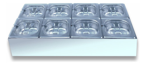 Condimentadora Central Refrigerada 8 Cubas Zepper Zpcnr08 cor Água