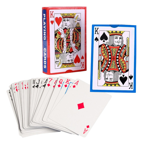 2 Baraja Cartas Poker Naipes Encerada Juego De Mesa Casino F Color del reverso Azul y Rojo