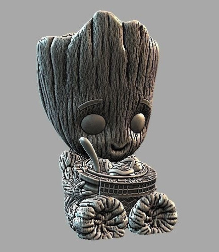 Escultura De Baby Groot Para Guardar Helado