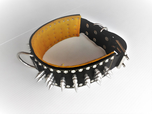Collar De Picos Perro Raza Grande Tosko 66 Cm Piel 8.8cm Color Negro Angry Dog