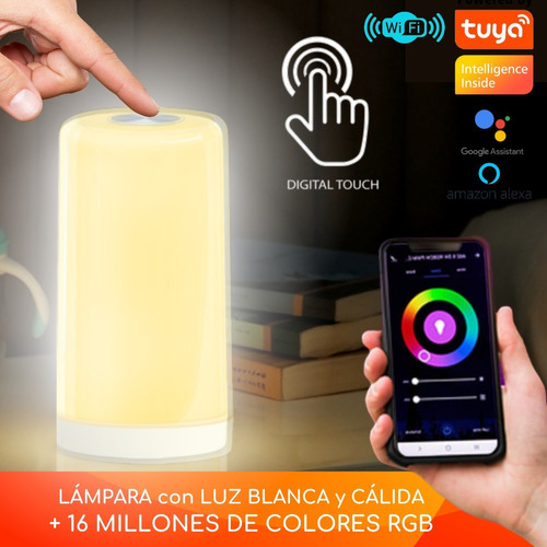 Lámpara Touch Wifi Inteligente Ambiental Blancos/color Rgb