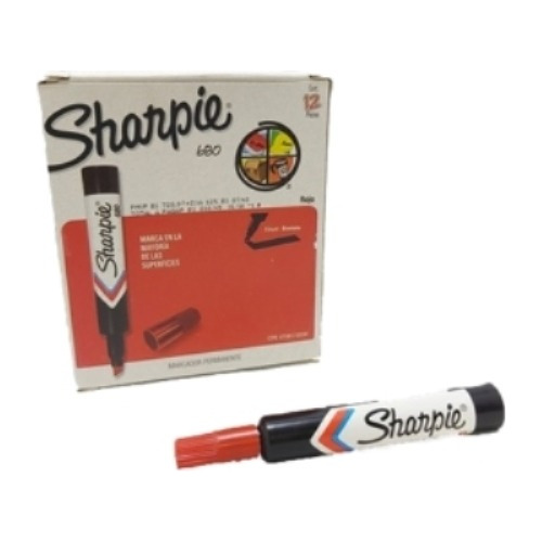 Marcador Permanente Sharpie 680 Rojo Caja X 12 Und