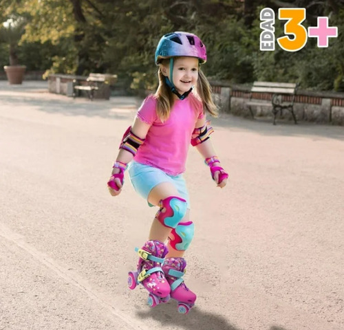 Patines Entrenadores Para Niña Originales - Talla Ajustable Ajustable 16-19 Rosa