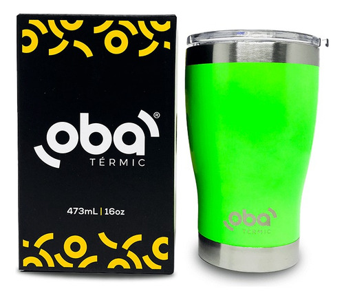 Copo Conserva P/horas Bebida Quente Fria C/tampa Térmic473ml Cor Verde Neon Liso