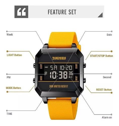 Reloj Digital Skmei Con Cronógrafo Luminoso Resistente Al Ag