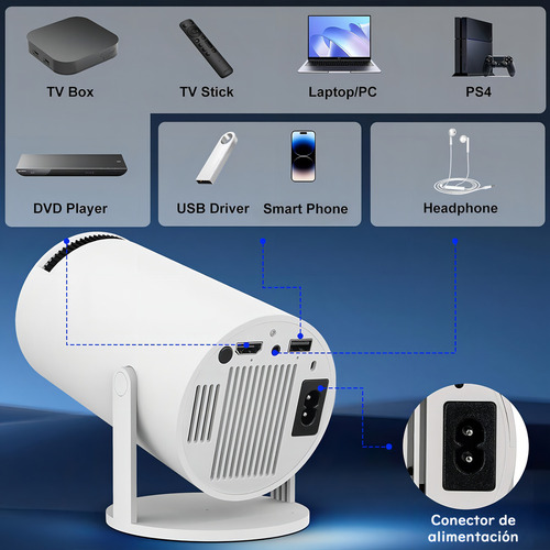 Proyector Mini Portatil Android Smart Tv 4k Hd Led 1080p