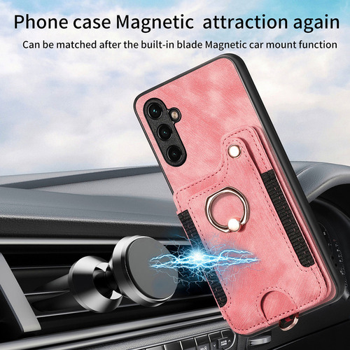 Capa De Cartão De Couro Com Suporte De Anel Para iPhone